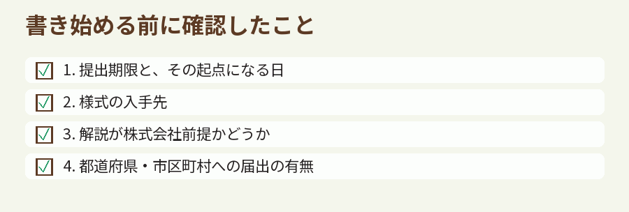 書き始める前に確認したこと