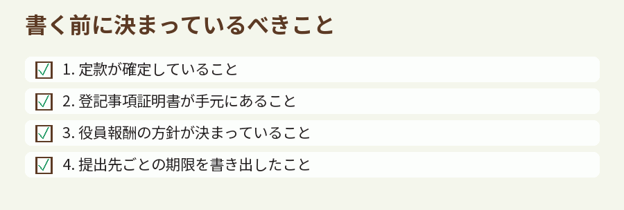 書く前に決まっているべきこと