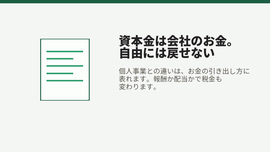 資本金は会社のお金。自由には戻せない