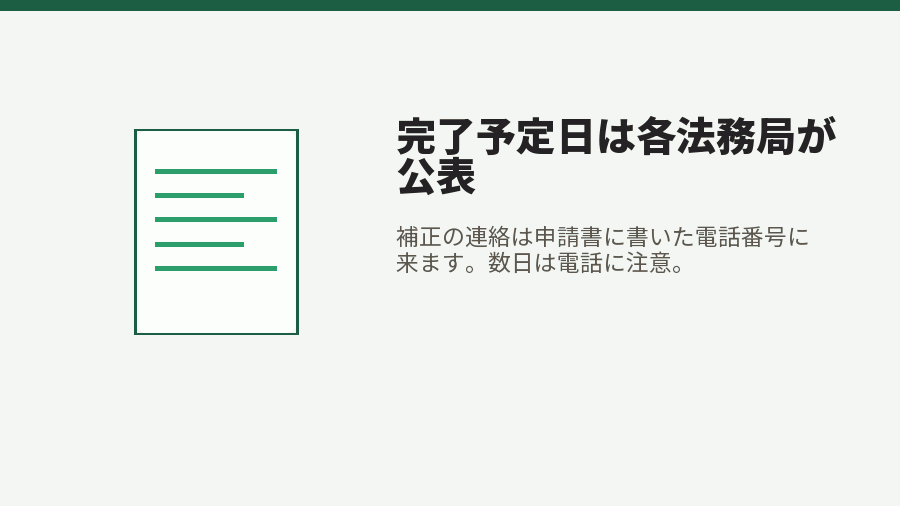 完了予定日は各法務局が公表