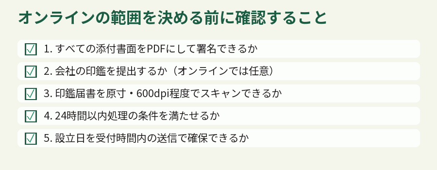 オンラインの範囲を決める前に確認すること