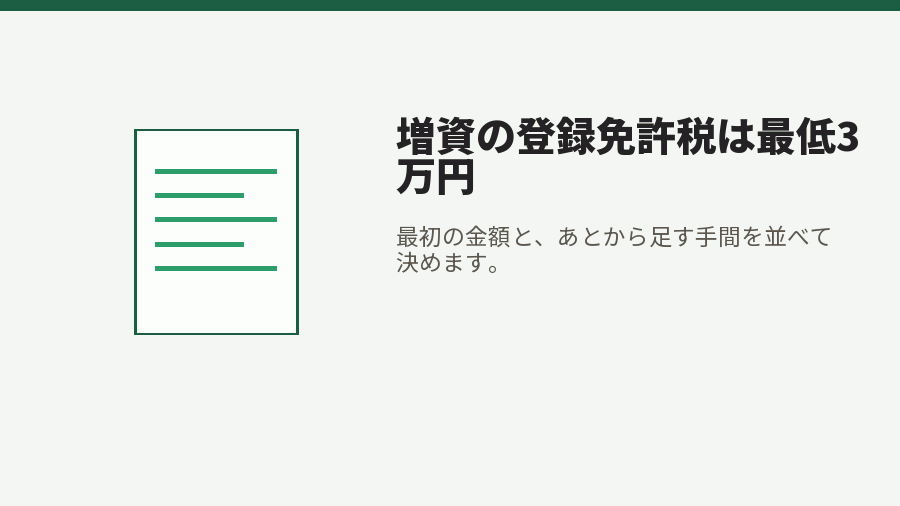 増資の登録免許税は最低3万円