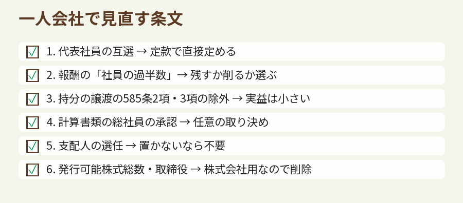 一人会社で見直す条文