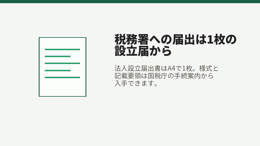 税務署への届出は1枚の設立届から