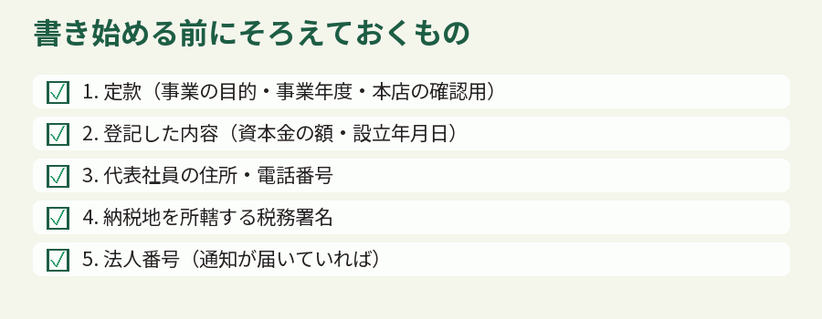 書き始める前にそろえておくもの